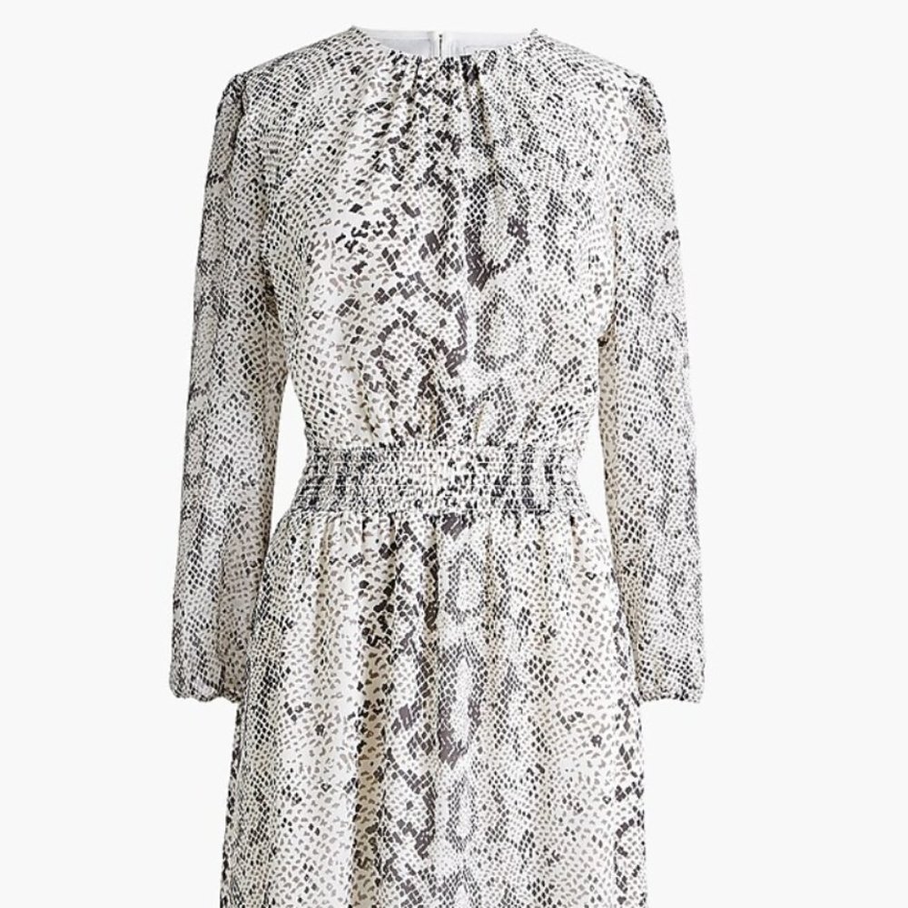 J Crew AK925 - Animal Print Smocked Waist Dress - SMALL